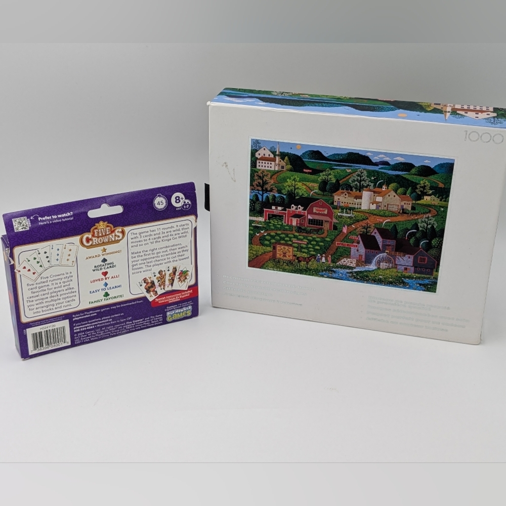 Charles Wysocki 1000 Piece Puzzle Set And Five Crown Card Game - Picture 4 of 4